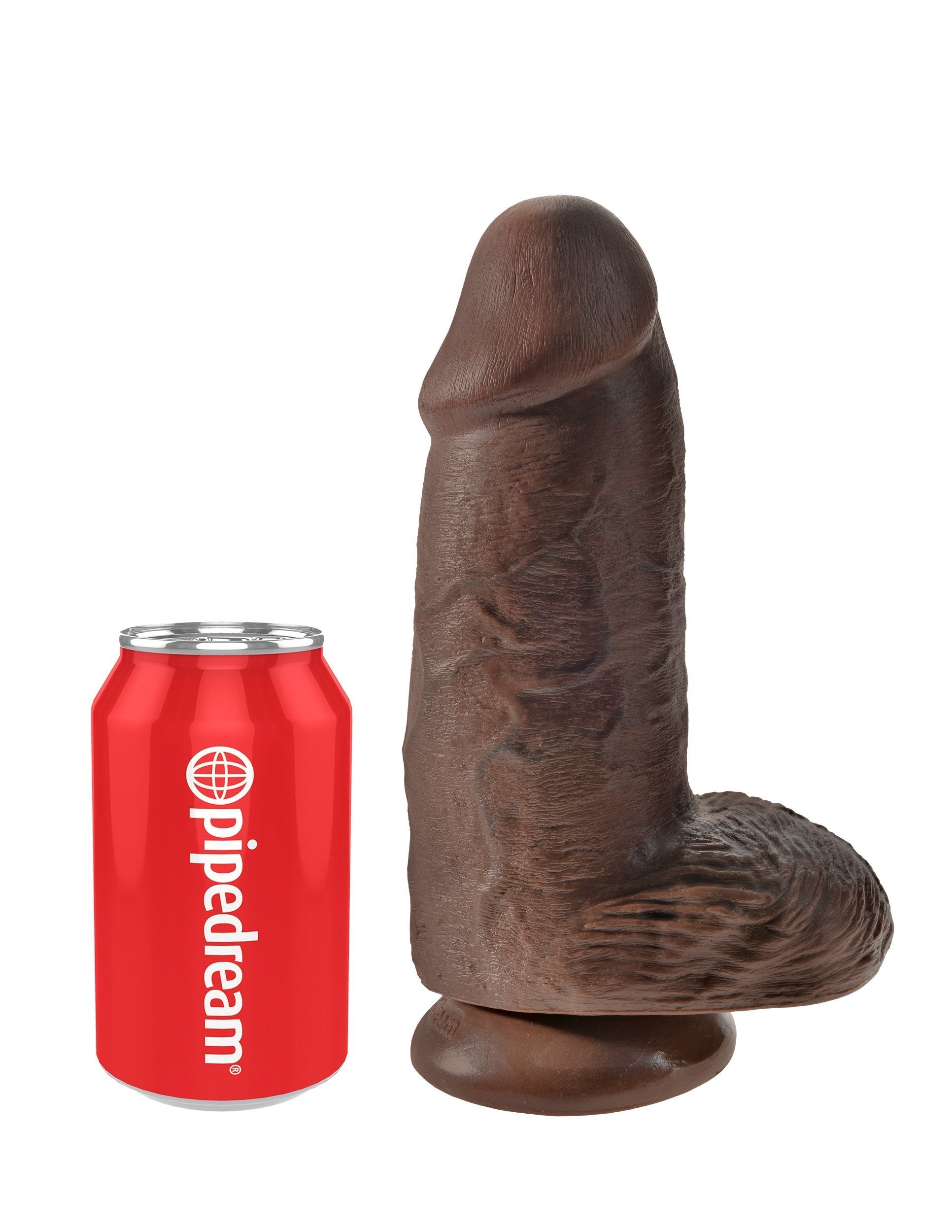 Pipedream - King Cock Chubby Cock with Balls (Dark Brown) Realistic Dildo with suction cup (Non Vibration) Singapore