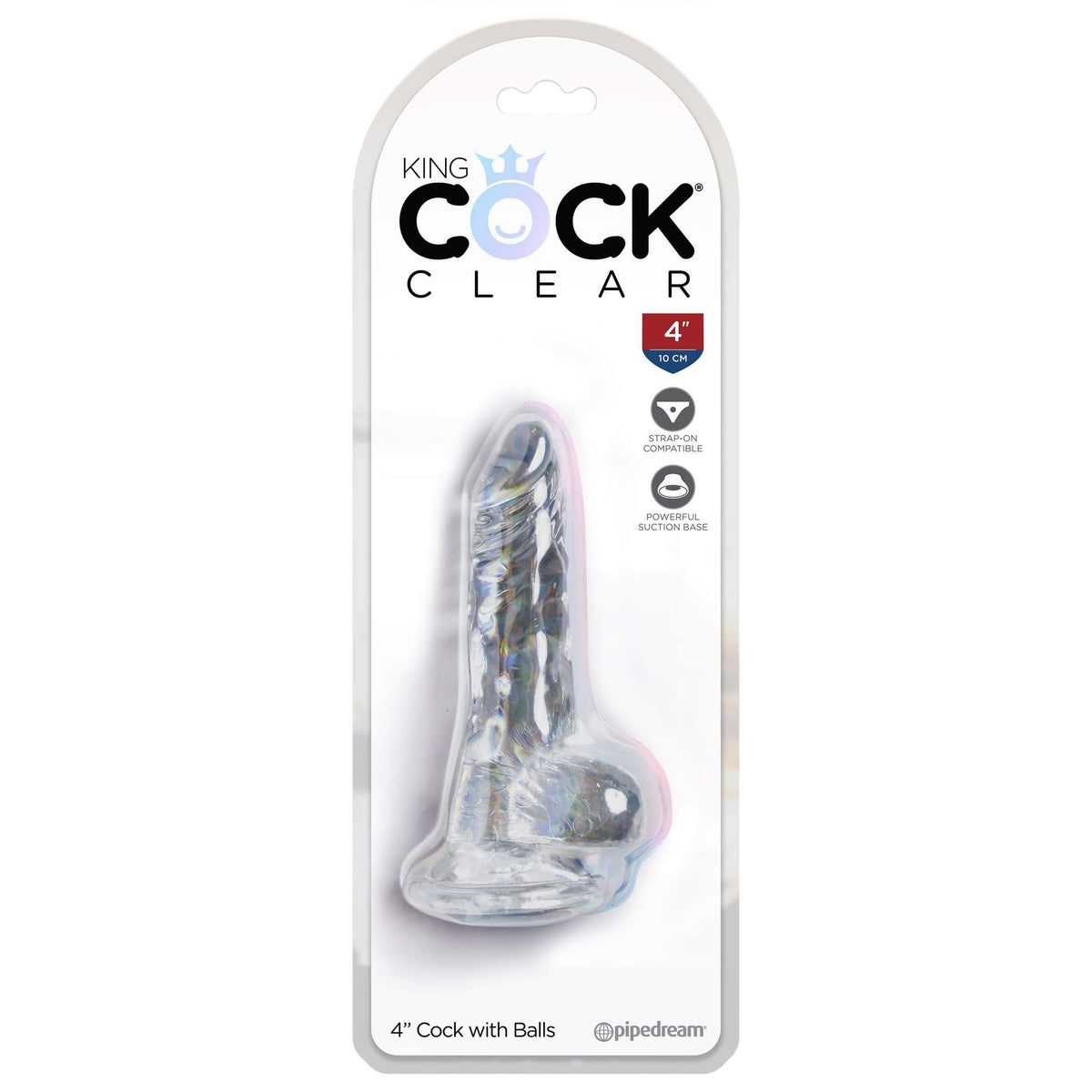 Pipedream - King Cock Clear Cock with Balls 4&quot; (Clear) Realistic Dildo with suction cup (Non Vibration) 603912758801 CherryAffairs