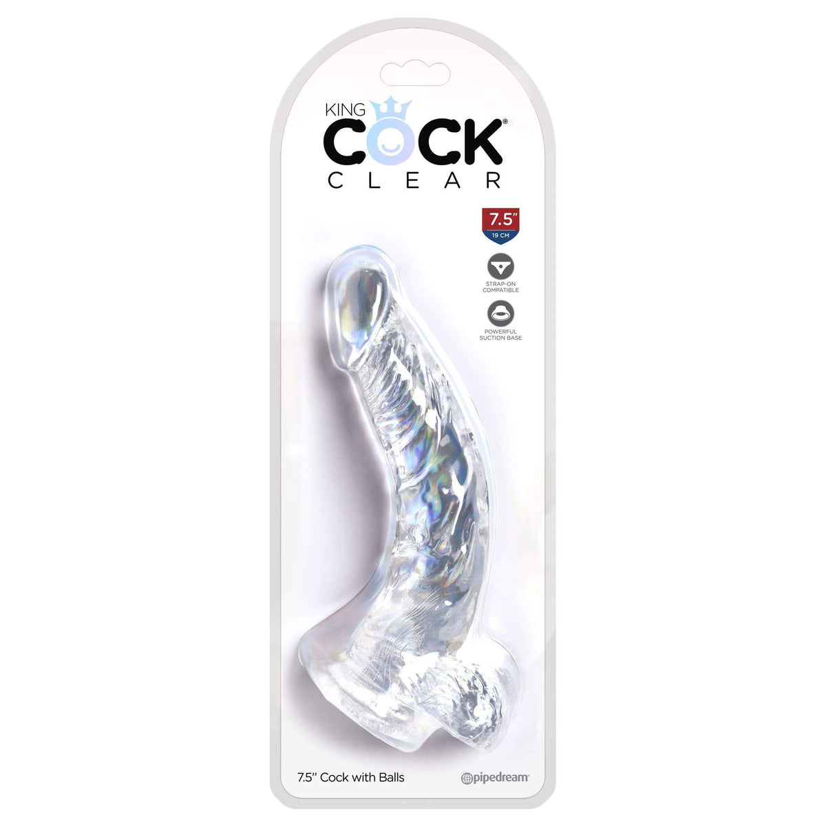 Pipedream - King Cock Clear Cock with Balls  Dildo 7.5&quot; (Clear) Realistic Dildo with suction cup (Non Vibration) 603912758856 CherryAffairs