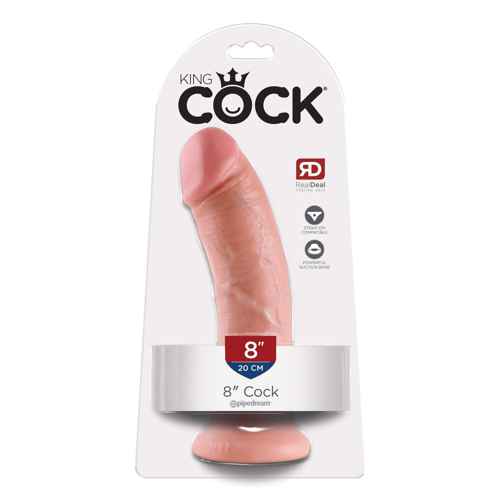 Pipedream - King Cock Dildo 8" (Beige) Realistic Dildo with suction cup (Non Vibration) 603912349948 CherryAffairs