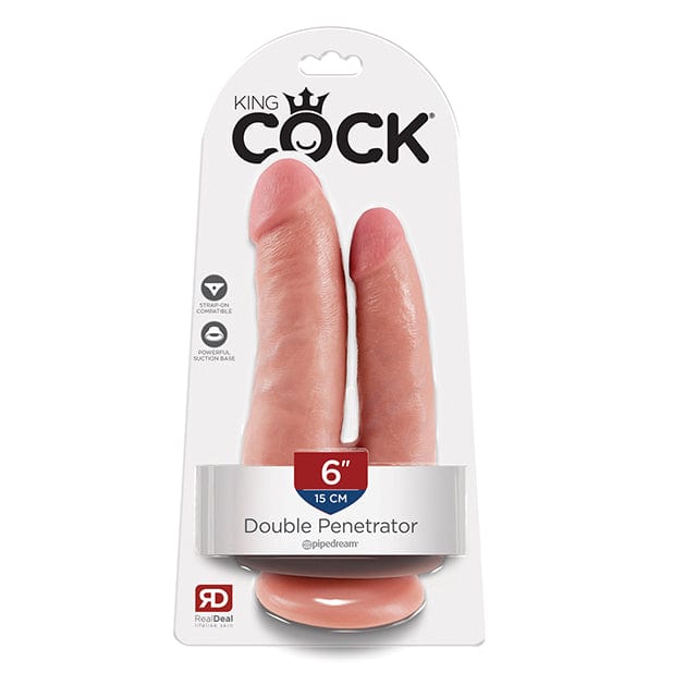 Pipedream - King Cock Double Penetrator Dildo (Flesh) Realistic Dildo with suction cup (Non Vibration) 603912350036 CherryAffairs