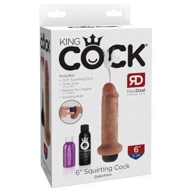 Pipedream - King Cock Squirting Cock 6&quot; (Brown) Realistic Dildo w/o suction cup (Non Vibration) 603912753332 CherryAffairs