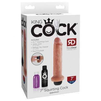 Pipedream - King Cock Squirting Cock 7&quot; (Beige) Realistic Dildo w/o suction cup (Non Vibration) 603912737974 CherryAffairs