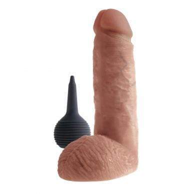Pipedream - King Cock Squirting Cock with Balls 8" (Brown) Realistic Dildo w/o suction cup (Non Vibration) 603912753356 CherryAffairs