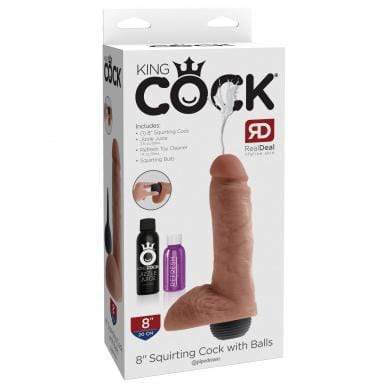 Pipedream - King Cock Squirting Cock with Balls 8&quot; (Brown) Realistic Dildo w/o suction cup (Non Vibration) 603912753356 CherryAffairs