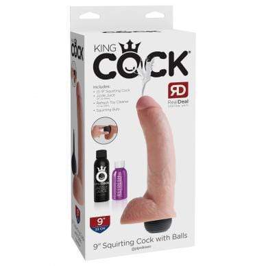 Pipedream - King Cock Squirting Cock with Balls 9&quot; (Beige) Realistic Dildo w/o suction cup (Non Vibration) 603912355550 CherryAffairs