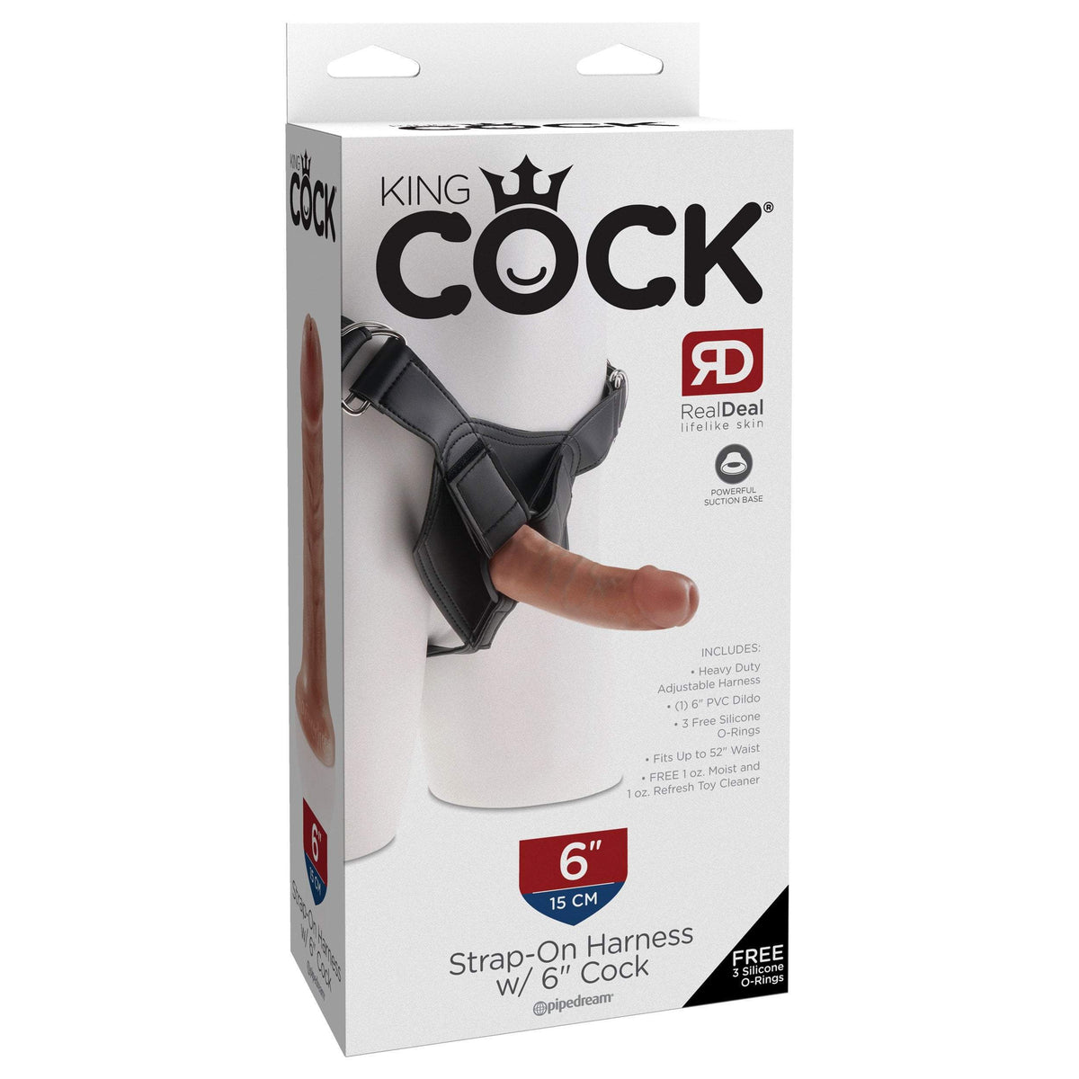 Pipedream - King Cock Strap-on Harness with 6&quot; Cock (Beige) Strap On with Non hollow Dildo for Female (Non Vibration)