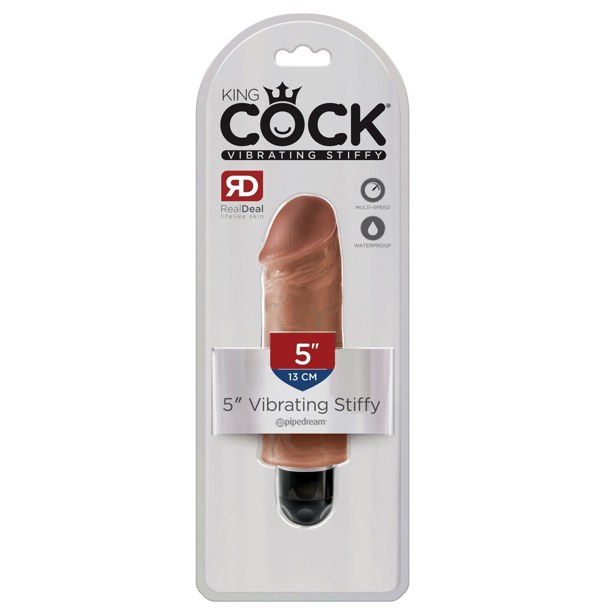 Pipedream - King Cock Vibrating Stiffy Dildo 5" (Tan) Realistic Dildo w/o suction cup (Vibration) Non Rechargeable 319767073 CherryAffairs
