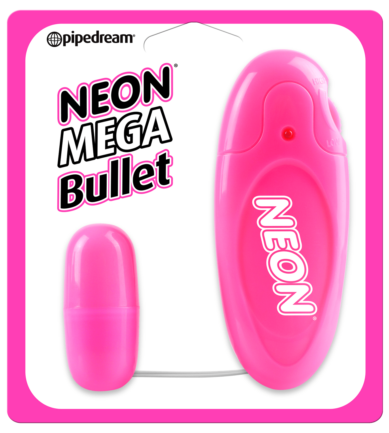 Pipedream - Neon Luv Touch Remote Neon Mega Bullet Vibrator (Pink) Wired Remote Control Egg (Vibration) Non Rechargeable 603912343212 CherryAffairs