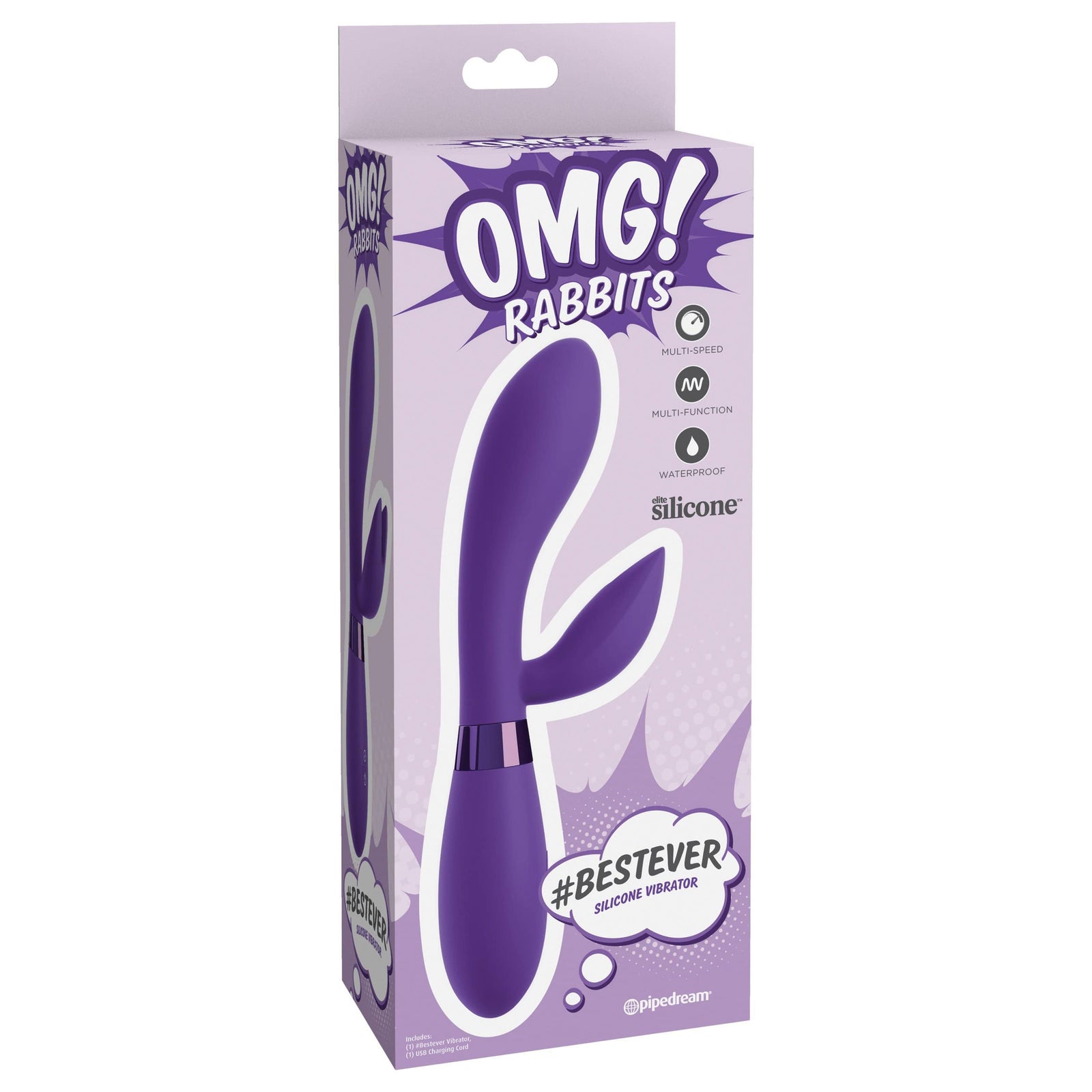 Pipedream - OMG Rabbits #Bestever Silicone Vibrator (Purple) Rabbit Dildo (Vibration) Rechargeable 319762247 CherryAffairs