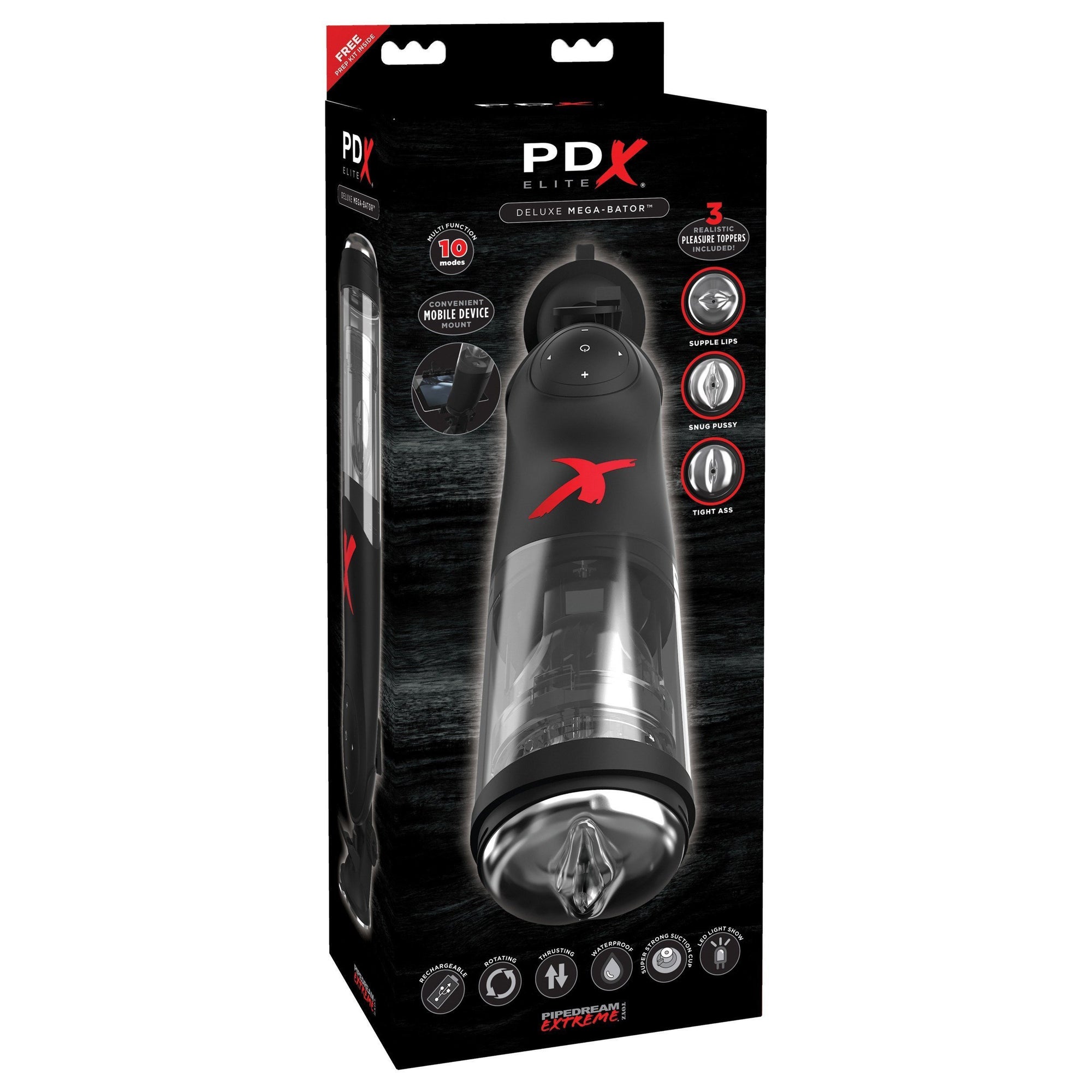 Pipedream - PDX Elite Deluxe Mega-Bator Masturbator (Black) Masturbator Soft Stroker (Vibration) Rechargeable - CherryAffairs Singapore