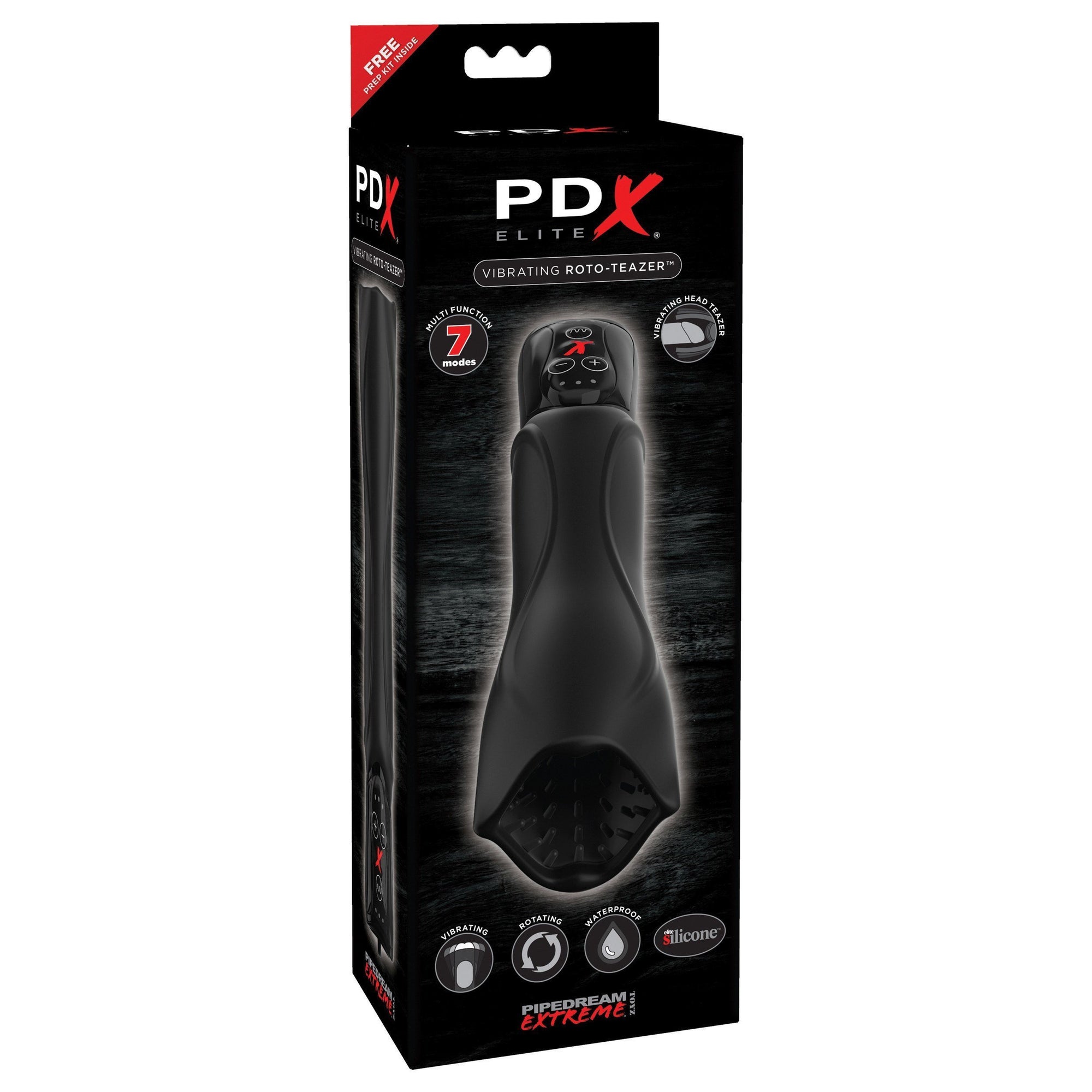 Pipedream - PDX Elite Vibrating Roto-Teazer Masturbator (Black) Masturbator Soft Stroker (Vibration) Non Rechargeable - CherryAffairs Singapore
