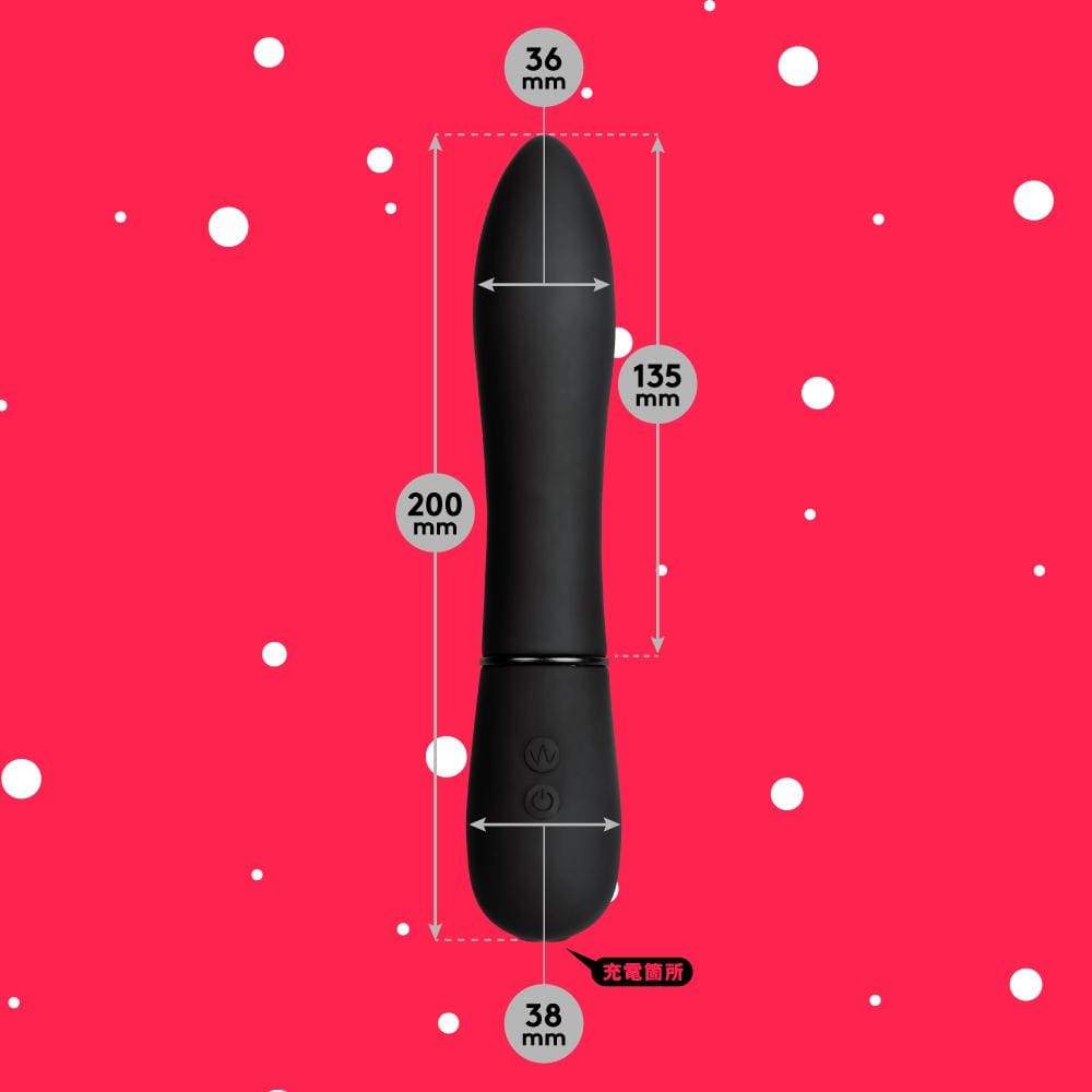 PPP - Completely Waterproof Linear Piston Vibe 25 (Black) Non Realistic Dildo w/o suction cup (Vibration) Rechargeable 4582593574244 CherryAffairs