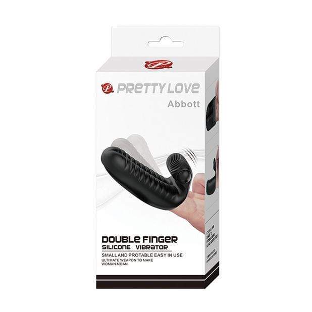 Pretty Love - Abbott Double Finger Sleeve Vibrator (Black) Clit Massager (Vibration) Non Rechargeable 6959532320312 CherryAffairs
