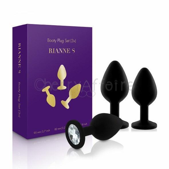Rianne S - Booty Plug Set (3x) (Black) Anal Kit (Non Vibration) - CherryAffairs Singapore