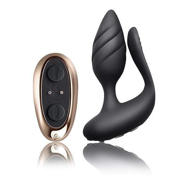 RocksOff - Cocktail Remote Control Dual Motored Couple&#39;s Toy (Black) Couple&#39;s Massager (Vibration) Rechargeable 811041014587 CherryAffairs