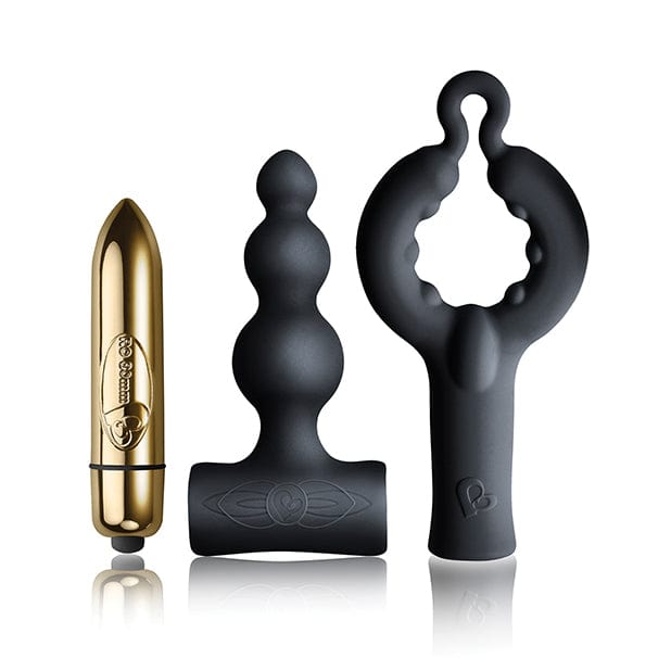 RocksOff - Dark Desires Silhouette Be Mine Anal Couple Kit (Black/Champagne Gold) Anal Kit (Vibration) Non Rechargeable 625962480 CherryAffairs