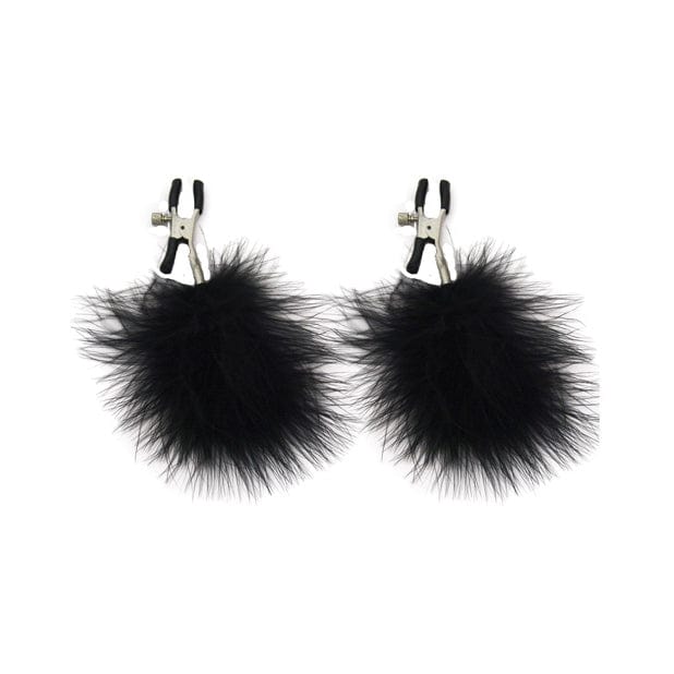 S&amp;M - Sex and Mischief Feathered Nipple Clamps BDSM (Black) Nipple Clamps (Non Vibration) 625982189 CherryAffairs