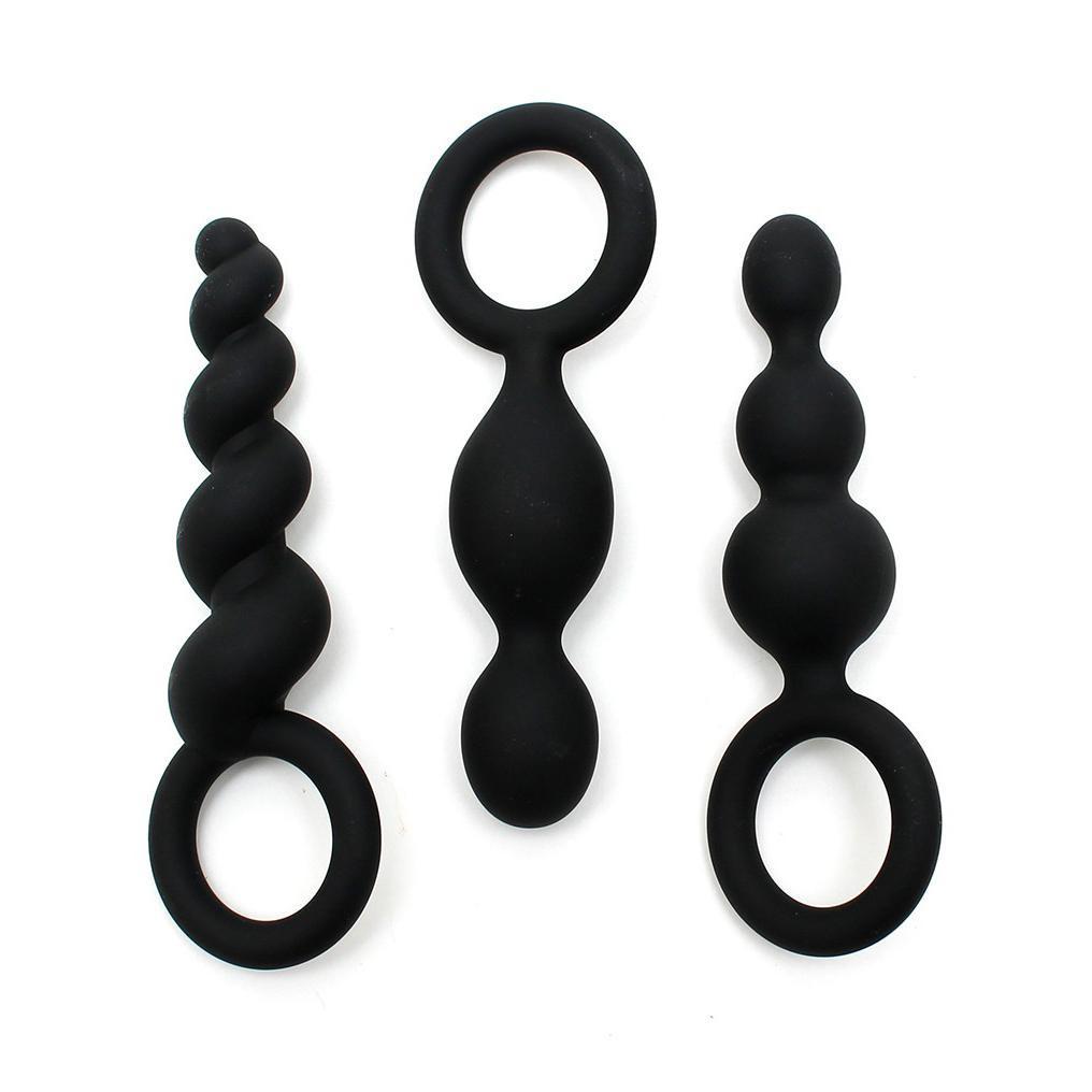 Satisfyer - 3 Pieces Anal Plugs (Black) Anal Beads (Non Vibration) Singapore