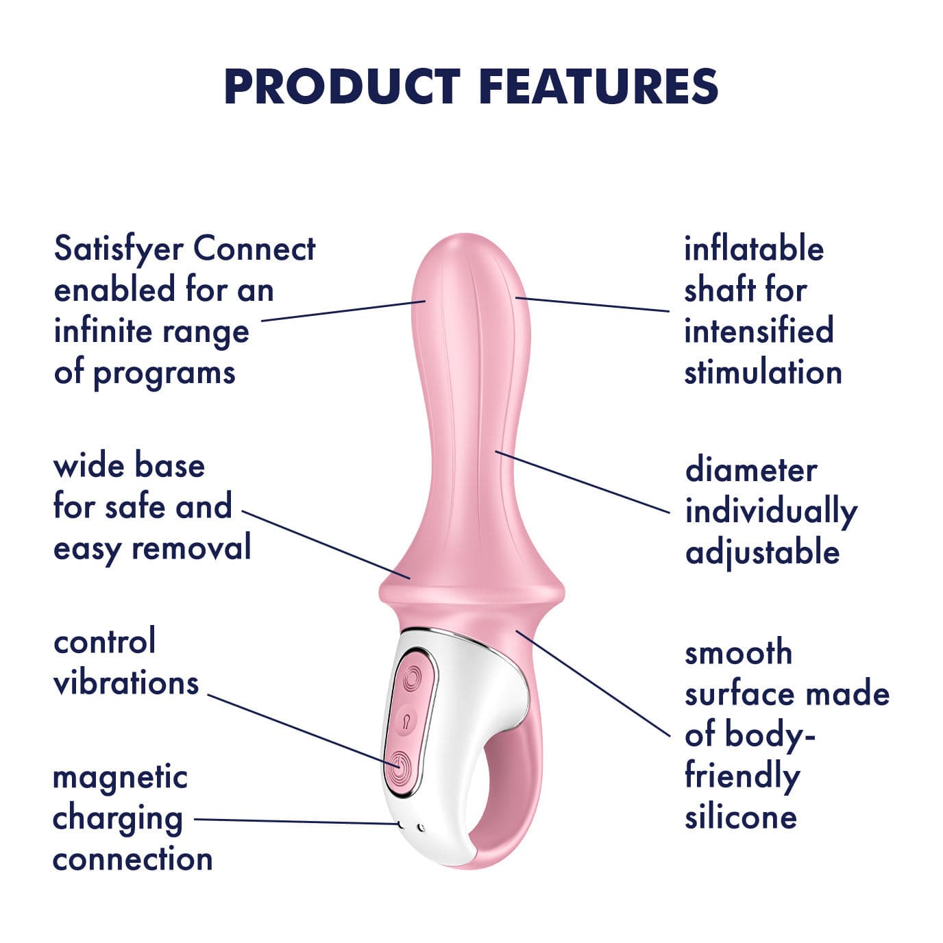 Satisfyer - Air Pump App-Controlled Booty 5 Prostate Massager (Pink) Prostate Massager (Vibration) Rechargeable 4061504038551 CherryAffairs