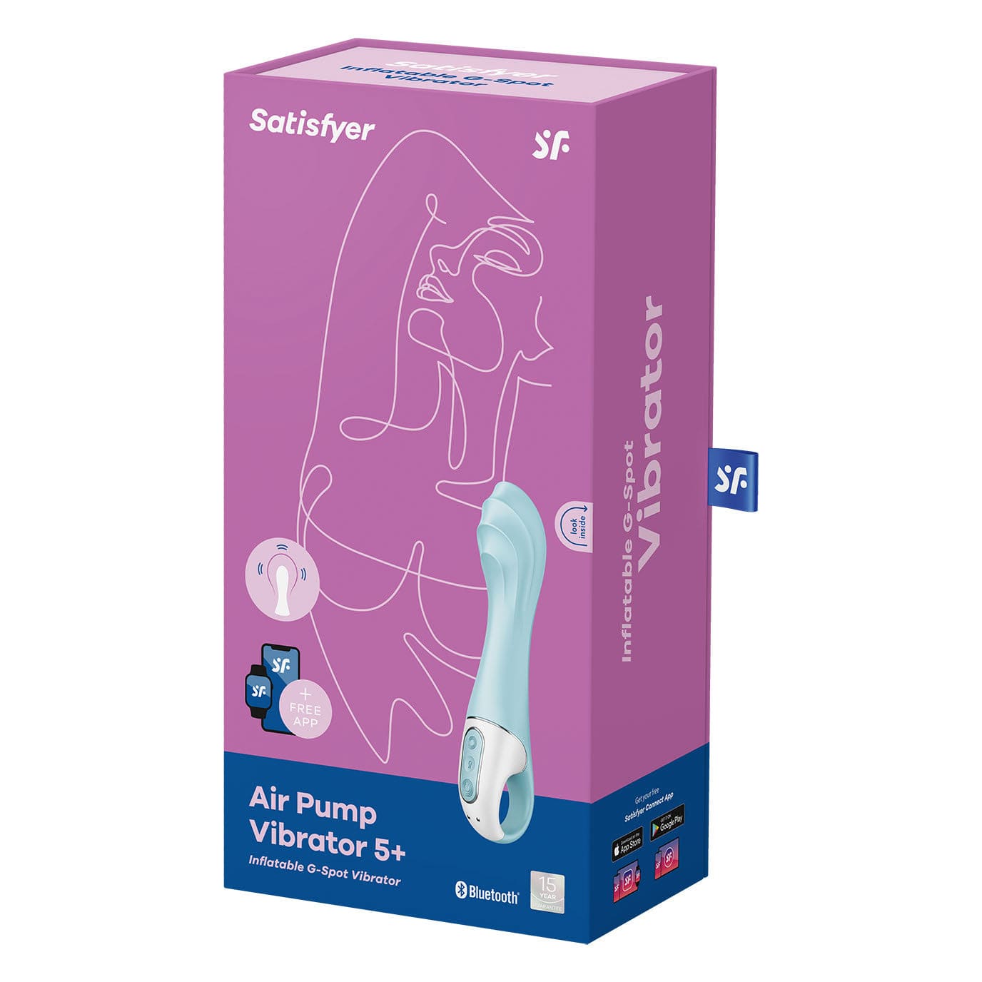Satisfyer - Air Pump App-Controlled G Spot Vibrator 5 (Blue) G Spot Dildo (Vibration) Rechargeable 4061504038544 CherryAffairs