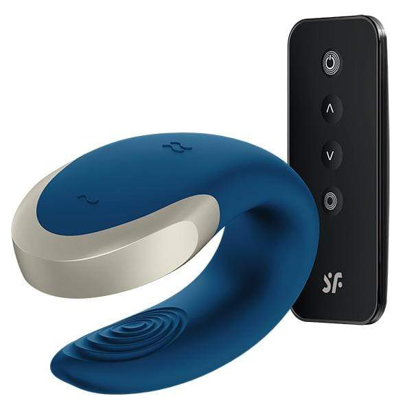 Satisfyer - Double Love App-Controlled Couple's Vibrator with Remote Control (Blue) Remote Control Couple's Massager (Vibration) Rechargeable 4061504002446 CherryAffairs