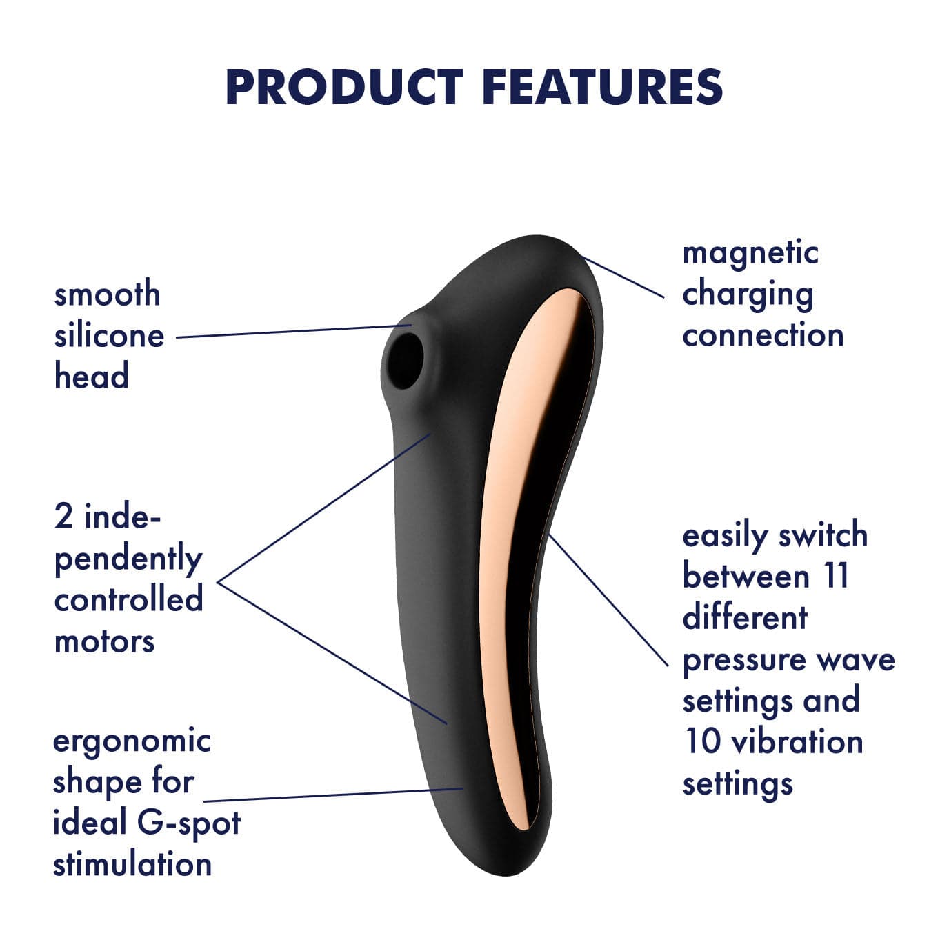 Satisfyer - Dual Kiss Insertable Air Pulse Vibrator w App-Controlled Clitoral Air Stimulator (Black) Clit Massager (Vibration) Rechargeable 4061504003009 CherryAffairs