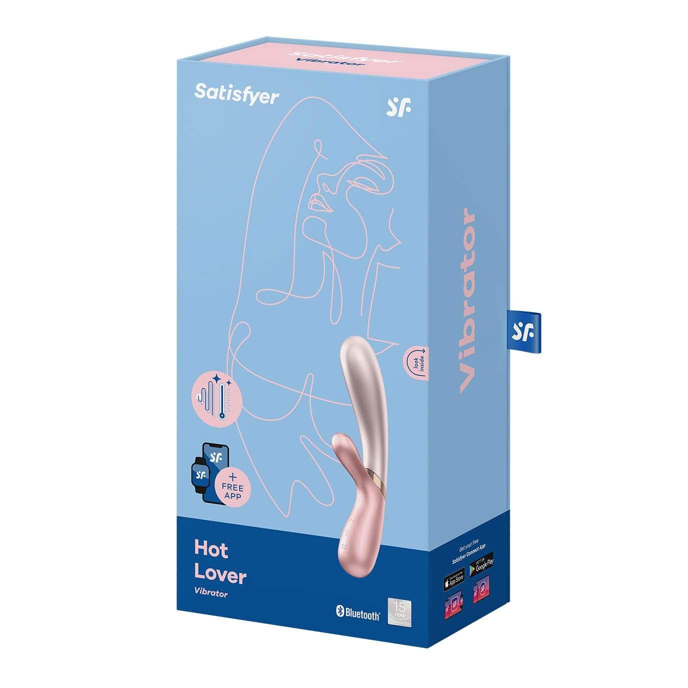 Satisfyer - Hot Lover Warming Rabbit Vibrator with Bluetooth and App (Pink/Dark Pink) Rabbit Dildo (Vibration) Rechargeable 520215271 CherryAffairs