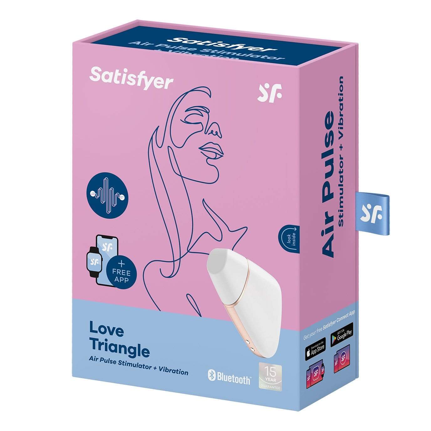 Satisfyer - Love Triangle App-Controlled Air Pulse Stimulator Vibrator (White) Clit Massager (Vibration) Rechargeable 289885593 CherryAffairs