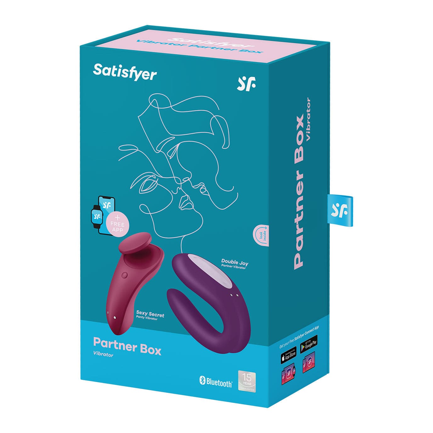 Satisfyer - Partner Box 1 App-Controlled Sexy Secret and Double Joy Couple Set (Multi Colour) Masturbator Egg (Non Vibration) 575434722 CherryAffairs