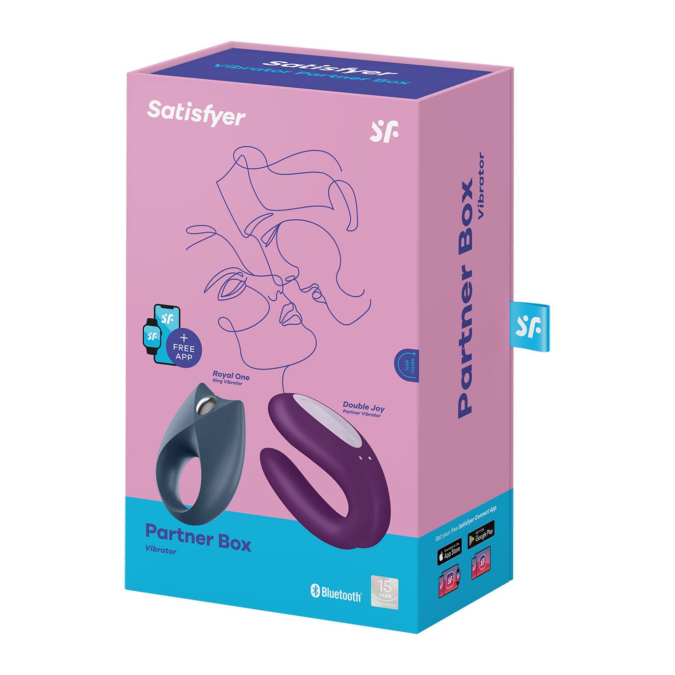 Satisfyer - Partner Box 2 App-Controlled Royal One and Double Joy Couple Set (Multi Colour) Masturbator Egg (Non Vibration) 4061504018508 CherryAffairs