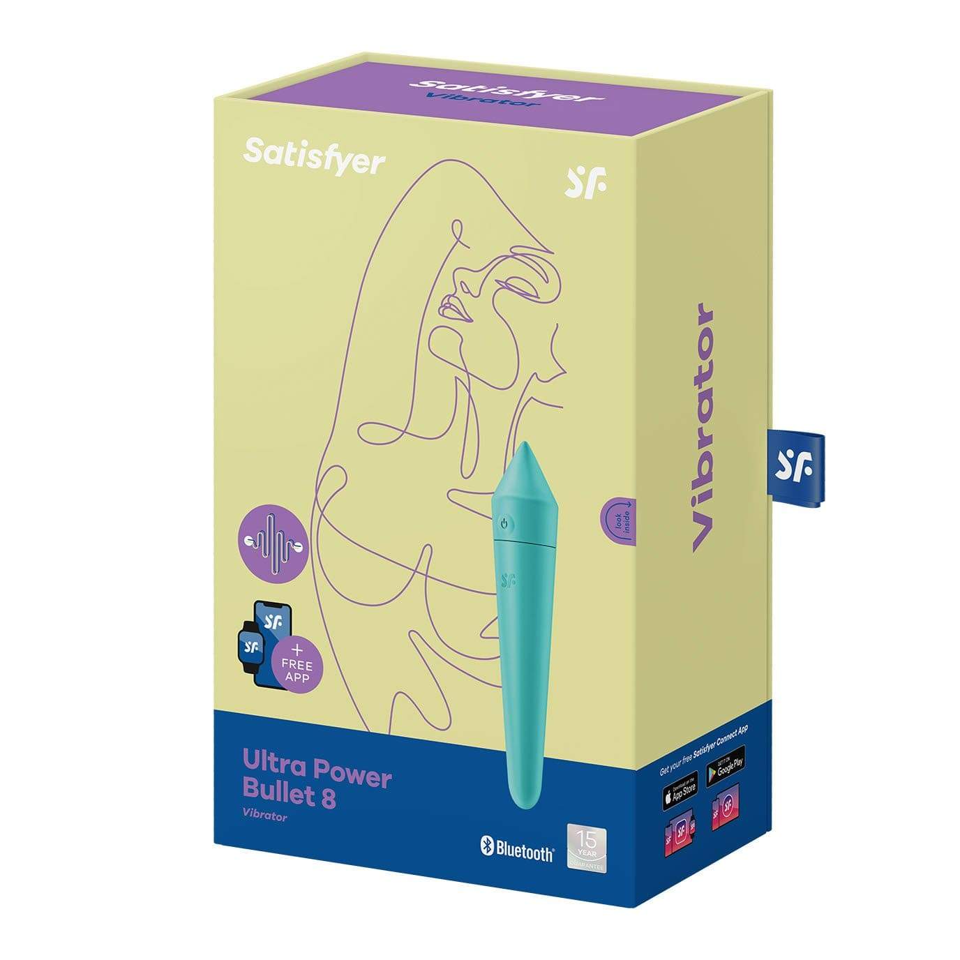 Satisfyer - Ultra Power Bullet 8 Vibrator with Bluetooth and App (Turquoise) Bullet (Vibration) Rechargeable 4061504007748 CherryAffairs