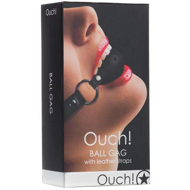 Shots - Ouch Ball Gag with Leather Straps (Black) Ball Gag