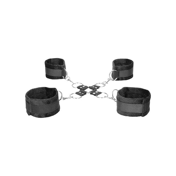Shots - Ouch Black and White BDSM Velcro Hogtie with Hand and Ankle Cuffs (Black) Hand/Leg Cuffs 625987715 CherryAffairs