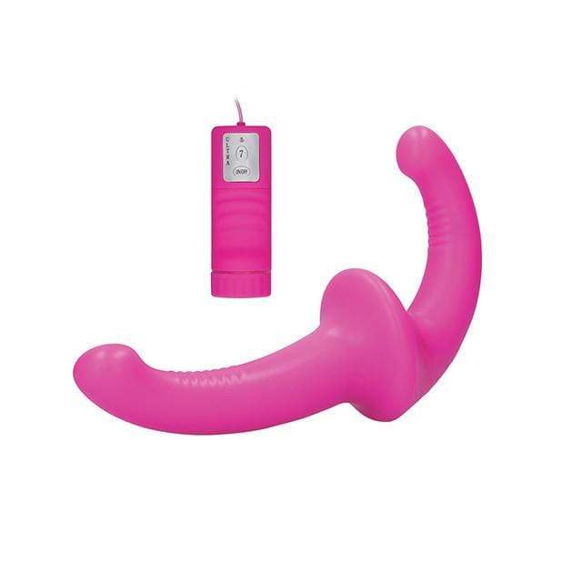 Shots - Ouch Vibrating Silicone Strapless Strap On with Controller (Pink) Remote Control (Wireless) Strap On with Dildo for Reverse Insertion (Vibration) Rechargeable 8714273547545 CherryAffairs