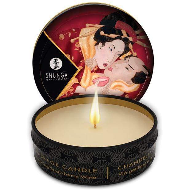 Shunga - Exotic Art Romance Mini Candlelight Massage Candle Sparkling Strawberry Wine 1oz Massage Candle 269254823 CherryAffairs