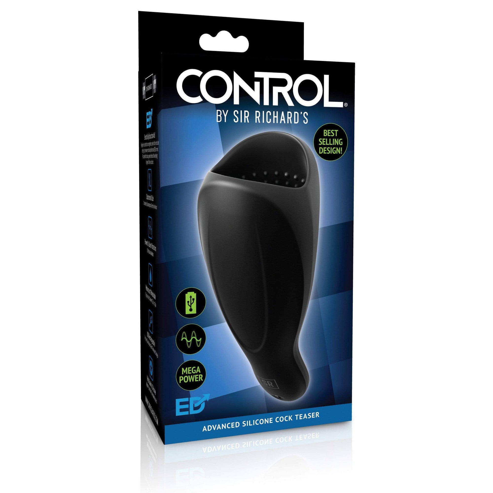 Sir Richards - Control Advanced Silicone Cock Teaser (Black) Masturbator Soft Stroker (Vibration) Rechargeable 319983399 CherryAffairs