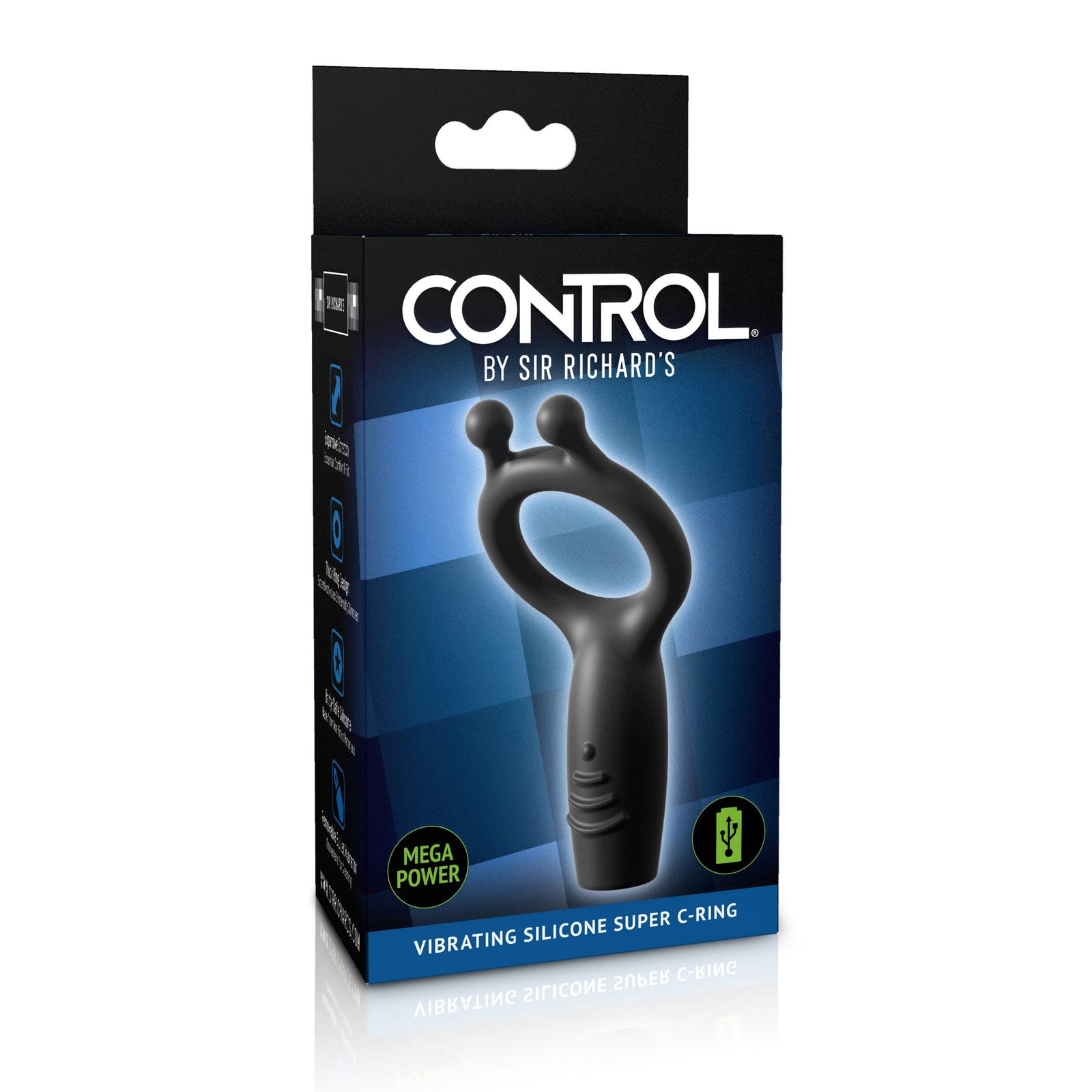 Sir Richards - Control Vibrating Silicone Super C-Ring (Black) Silicone Cock Ring (Vibration) Rechargeable 319986825 CherryAffairs