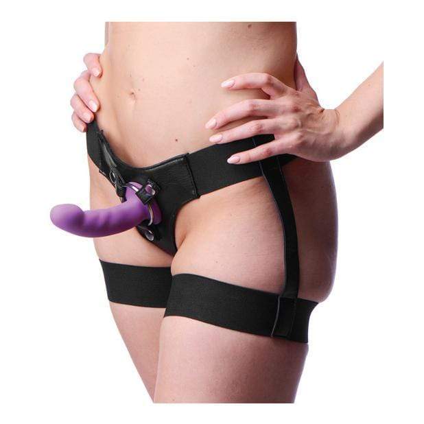 Strap U - Bardot Elastic Strap On Harness with Thigh Cuffs (Black) Strap On w/o Dildo