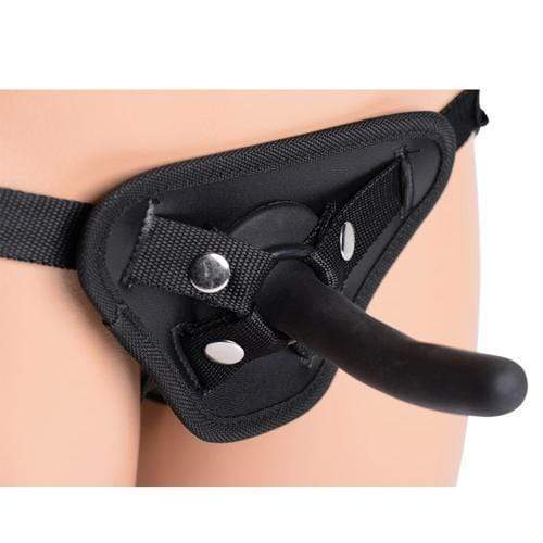 Strap U - Pegged Pegging Dildo with Strap On Harness (Black) Strap On with Non hollow Dildo for Female (Non Vibration)
