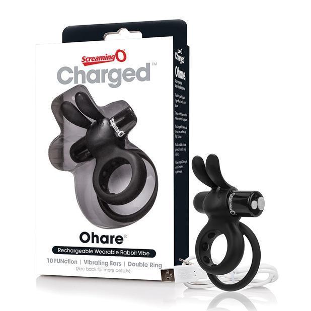 The Screaming O - Charged Ohare Rechargeable Wearable Rabbit Cock Ring (Black) Silicone Cock Ring (Vibration) Rechargeable Singapore