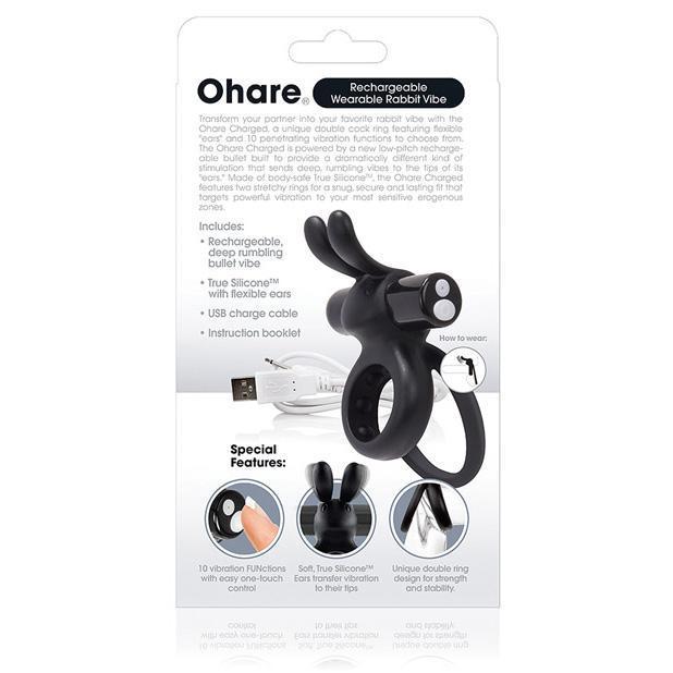 The Screaming O - Charged Ohare Rechargeable Wearable Rabbit Cock Ring (Black) Silicone Cock Ring (Vibration) Rechargeable Singapore