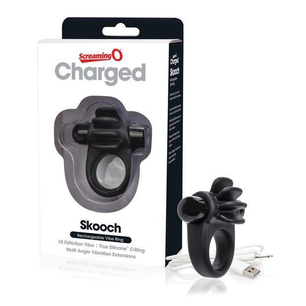 The Screaming O - Charged Skooch Rechargeable Silicone Cock Ring (Black) Silicone Cock Ring (Vibration) Rechargeable Singapore
