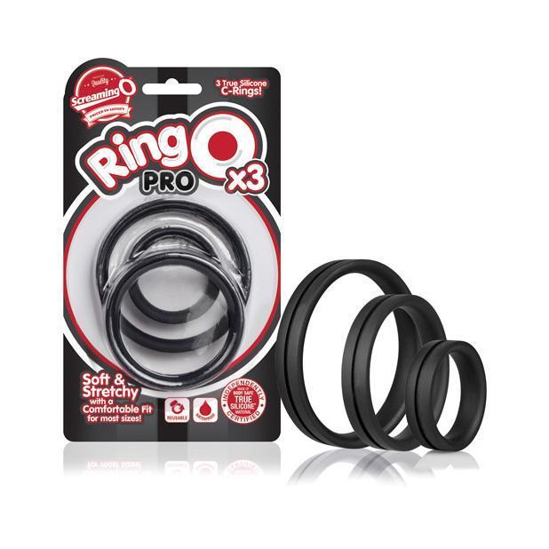 The Screaming O - RingO Pro 3 Soft Stretchy Cock Rings (Black) Silicone Cock Ring (Non Vibration) Singapore