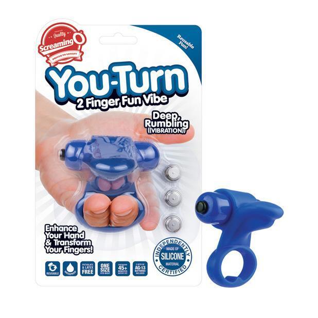 The Screaming O - You Turn 2 Finger Fun Vibe (Blue) Clit Massager (Vibration) Non Rechargeable Singapore
