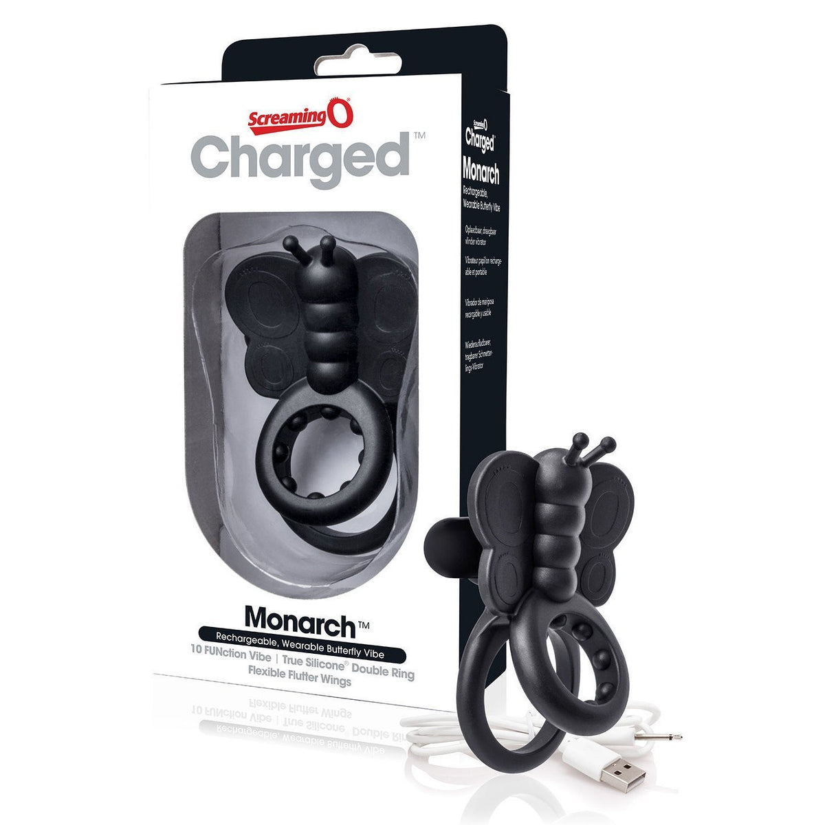 TheScreamingO - Charged Monarch Rechargeable Butterfly Cock Ring (Black) Silicone Cock Ring (Vibration) Rechargeable Singapore