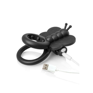 TheScreamingO - Charged Monarch Rechargeable Butterfly Cock Ring (Black) Silicone Cock Ring (Vibration) Rechargeable Singapore