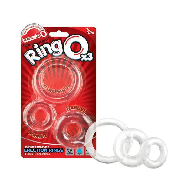 TheScreamingO - RingO Super Stretchy Cock Ring x3 (Clear) Rubber Cock Ring (Non Vibration) Singapore