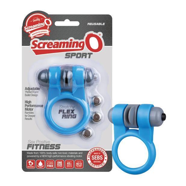 TheScreamingO - Sport Stretchy Flex Vibrating Cock Ring (Blue) Silicone Cock Ring (Vibration) Non Rechargeable Singapore