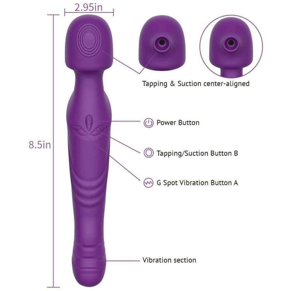 Tracy's Dog - Dual Vibe G Spot Clitoral Air Stimulator Wand Massager (Purple) Wand Massagers (Vibration) Rechargeable 6972725980292 CherryAffairs